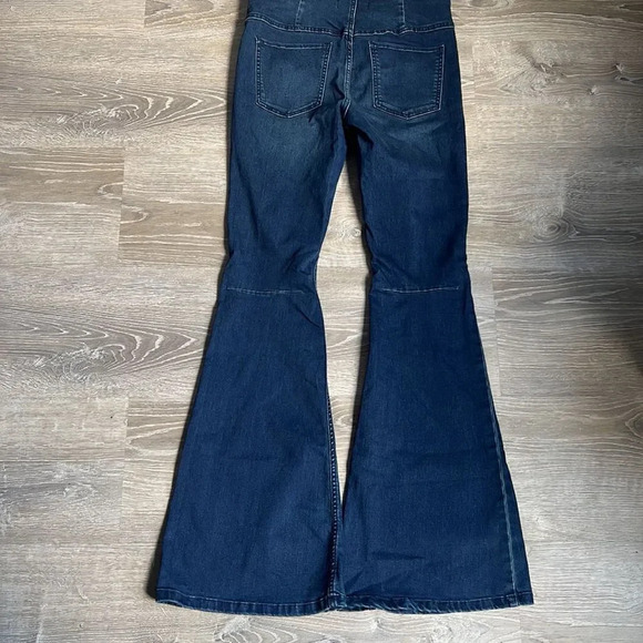 Free People Flare Penny Pull On Denim Jean in Rich Blue - Picture 3 of 13